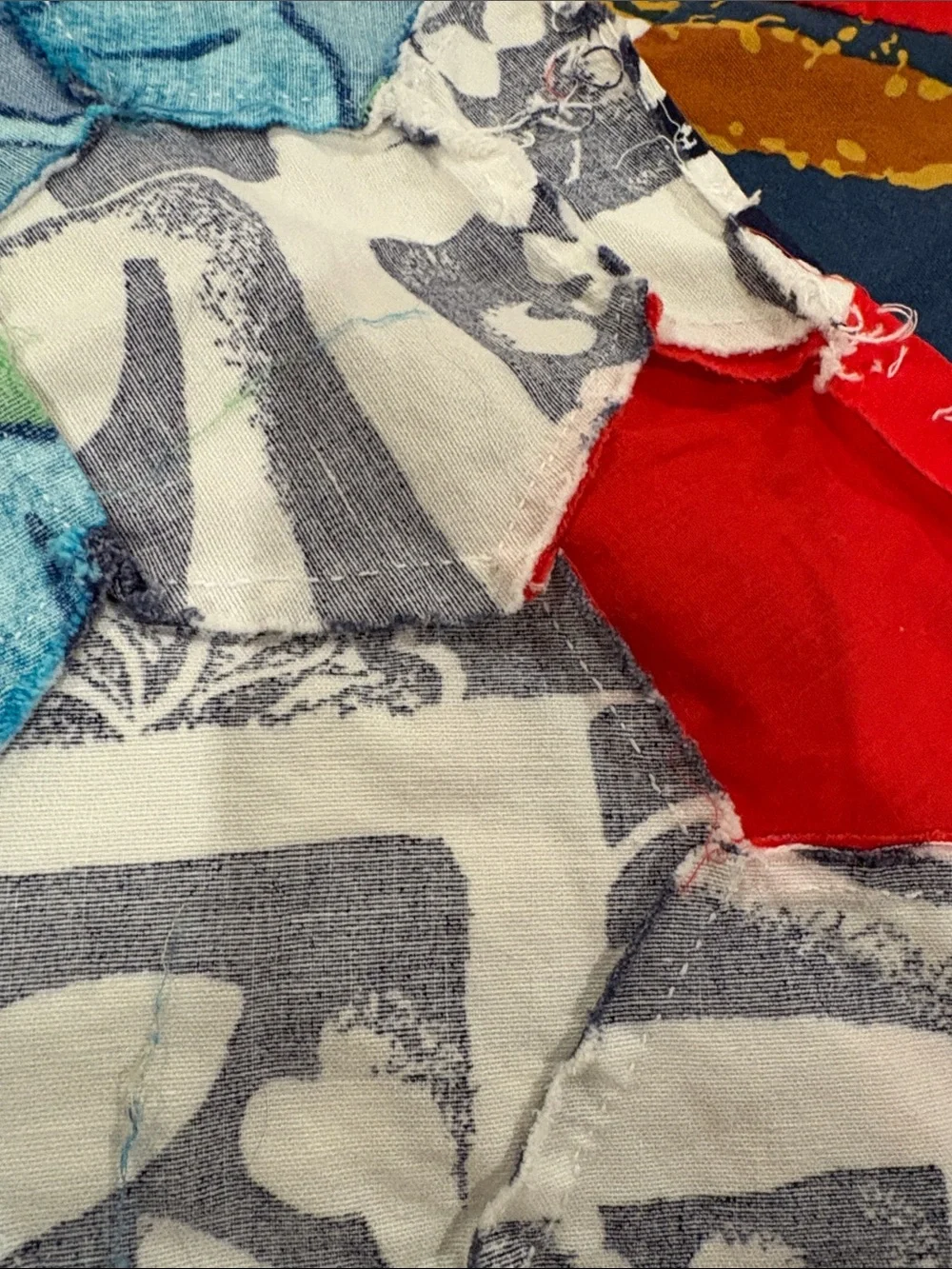 Hand stitched Grandmas Garden Floral Patchwork Quilt Topper 70x84